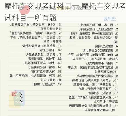 摩托车交规考试科目一,摩托车交规考试科目一所有题