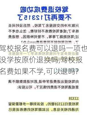 驾校报名费可以退吗一项也没学按原价退换吗,驾校报名费如果不学,可以退吗?